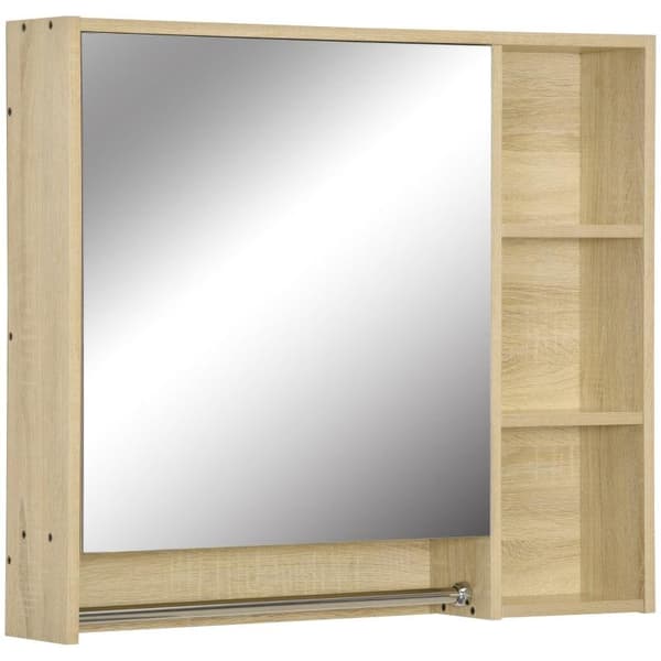 Rootz Badrumsskåp - Spegelskåp - Hängskåp - Väggskåp - Badrumsmöbler - Multifunktionsskåp - Med öppna fack - Badrumsspånskiva - Natur - 80 x 15 x 70 c