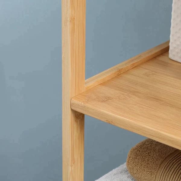 Rootz Badrumsskåp - Bambu Badrumsskåp - Badrumshylla - 3 hyllor 2 lådor - Bambu - Natur - 30cm x 30cm x 140cm