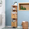 Miniatyrbild 6 av 7: Rootz Badrumsskåp - Bambu Badrumsskåp - Badrumshylla - 3 hyllor 2 lådor - Bambu - Natur - 30cm x 30cm x 140cm