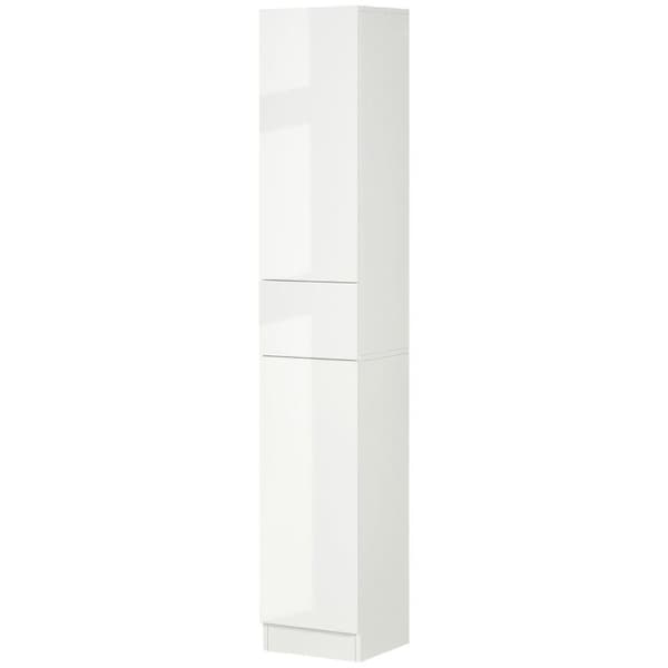 Rootz-kylpyhuonekaappi - 5 lokeroa - 1 laatikko - Irrotettavat hyllyt - Korkeakiilto - Valkoinen - 30 x 28 x 170 cm