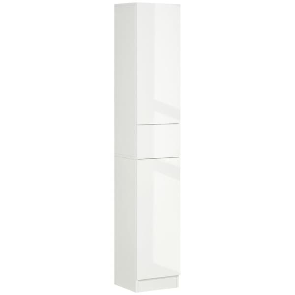 Rootz-kylpyhuonekaappi - 5 lokeroa - 1 laatikko - Irrotettavat hyllyt - Korkeakiilto - Valkoinen - 30 x 28 x 170 cm