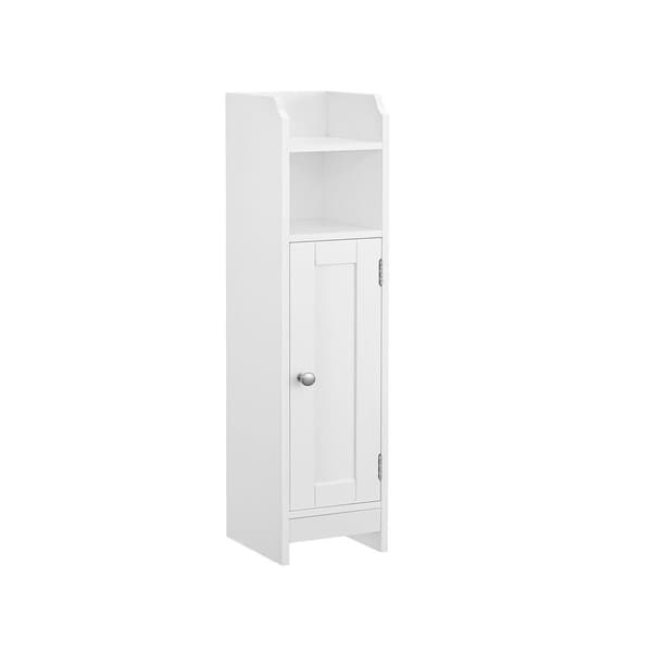 Rootz Badrumsskåp - Badrumsskåp med 2 dörrar - Smalt badrumsskåp - Badrumsförvaringslösning - Sminkskåp - Vit - MDF - 18 x 20 x 80 cm (L x B x H)