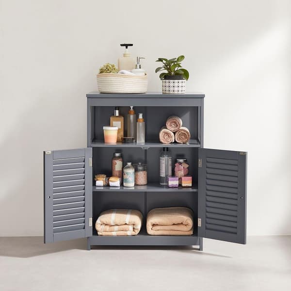 Rootz Badeværelsesskab - Vaskeskab - Vægmonteret skab - Gulvstående skab - Opbevaringsskab - Hjørnebadeværelsesskab - MDF - Grå - 30 x 60 x 80 cm (D x