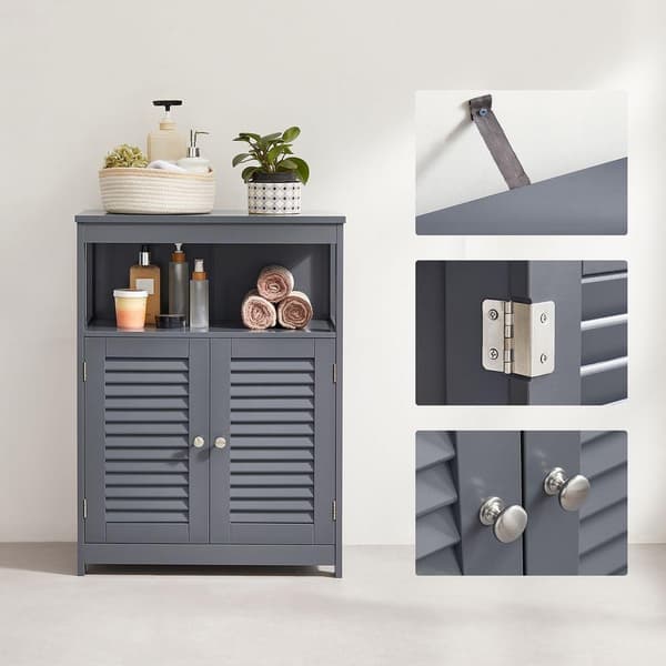 Rootz Badeværelsesskab - Vaskeskab - Vægmonteret skab - Gulvstående skab - Opbevaringsskab - Hjørnebadeværelsesskab - MDF - Grå - 30 x 60 x 80 cm (D x