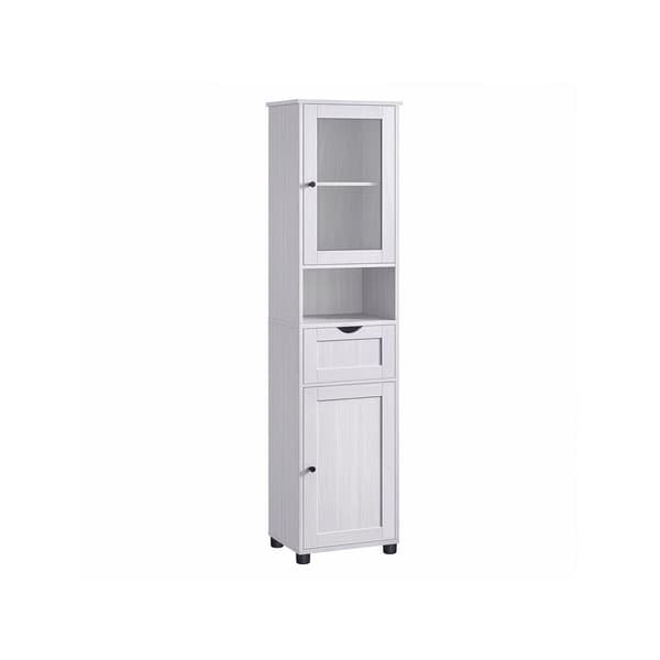 Rootz Badrumsskåp - Sminkskåp - Förvaringsskåp - Vit badrumsskåp - Stilrent badrumsskåp - Med höjdjusterbara hyllor - Vit - 40 x 30 x 165 cm