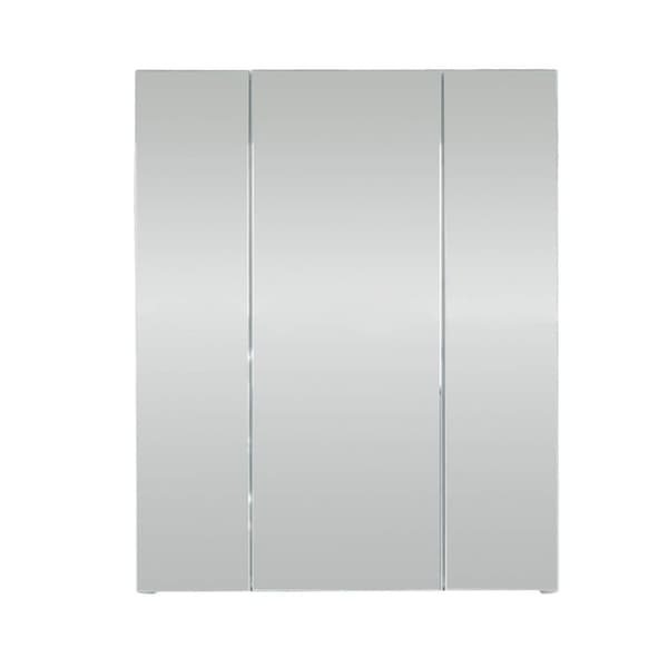 Rootz Bathroom Mirror Cabinet - Vanity Organizer - Storage Mirror - Wall-Mounted Cabinet - 3-Door Mirror - Glossy Finish - White - 60 x 74 x 18 cm