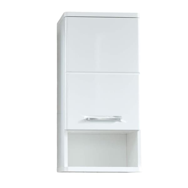 Rootz Bathroom Wall Cabinet - Hanging Storage - Wall Unit - Mounted Shelf - Bath Organizer - Vanity Cupboard - Glossy White - 37x76x28 cm