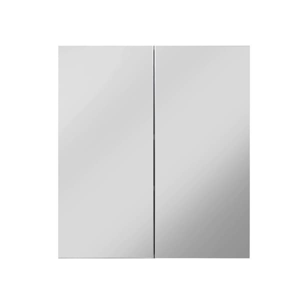 Rootz Bathroom Mirror Cabinet - Reflection Unit - Vanity Storage - Wall Organizer - Bath Fixture - Reflective Shelf - Washroom Holder - White High Glo