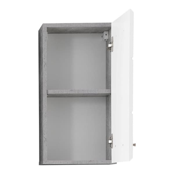 Rootz Wall Cabinet - Storage Unit - Bathroom Organizer - Hanging Cupboard - Mounted Shelf - Bath Locker - Concrete Stone & White - 32x61x21cm