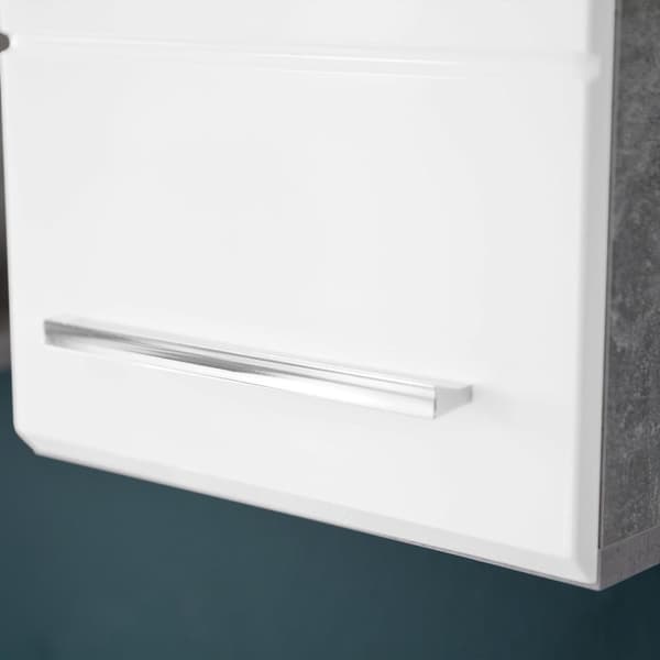 Rootz Wall Cabinet - Storage Unit - Bathroom Organizer - Hanging Cupboard - Mounted Shelf - Bath Locker - Concrete Stone & White - 32x61x21cm