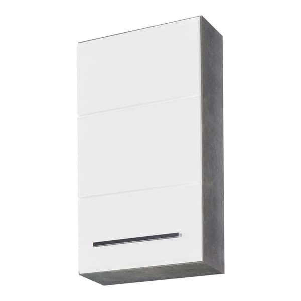 Rootz Wall Cabinet - Storage Unit - Bathroom Organizer - Hanging Cupboard - Mounted Shelf - Bath Locker - Concrete Stone & White - 32x61x21cm