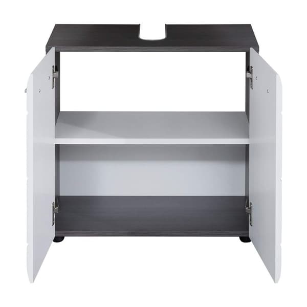Rootz Vanity Unit - Bathroom Cabinet - Washbasin Storage - Sink Console - Under-Sink Organizer - Bathroom Furniture - Basin Stand - White High Gloss/S