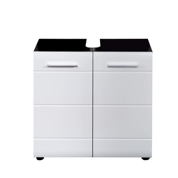 Rootz Vanity Unit - Bathroom Cabinet - Washbasin Storage - Sink Console - Under-Sink Organizer - Bathroom Furniture - Basin Stand - White High Gloss/S