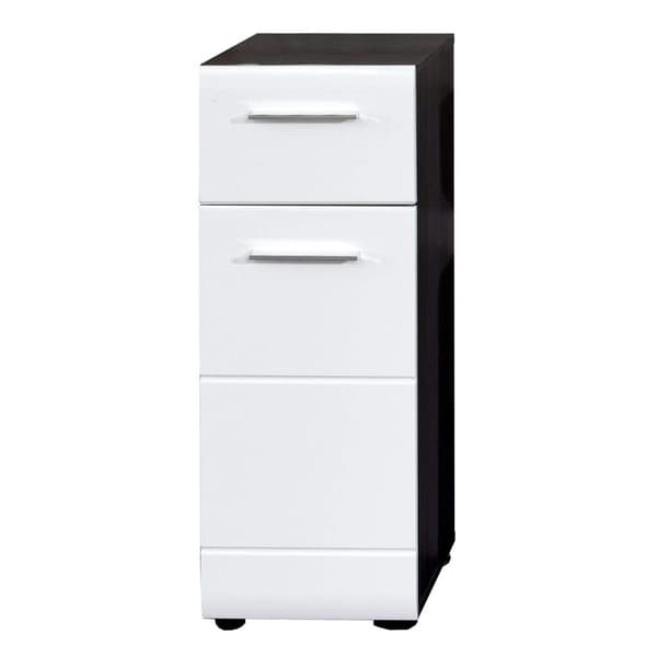 Rootz Bathroom Cabinet - Storage Chest - Vanity Unit - Washroom Drawer - Bathroom Organizer - Furniture Piece - White High Gloss/Smoky Silver - 30x80x