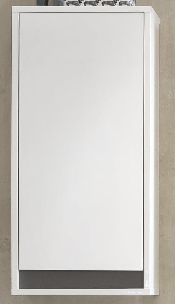 Rootz Bathroom Wall Cabinet - Washroom Storage Unit - Modern Bath Cupboard - White High-Gloss Finish - 35 x 73 x 23 cm