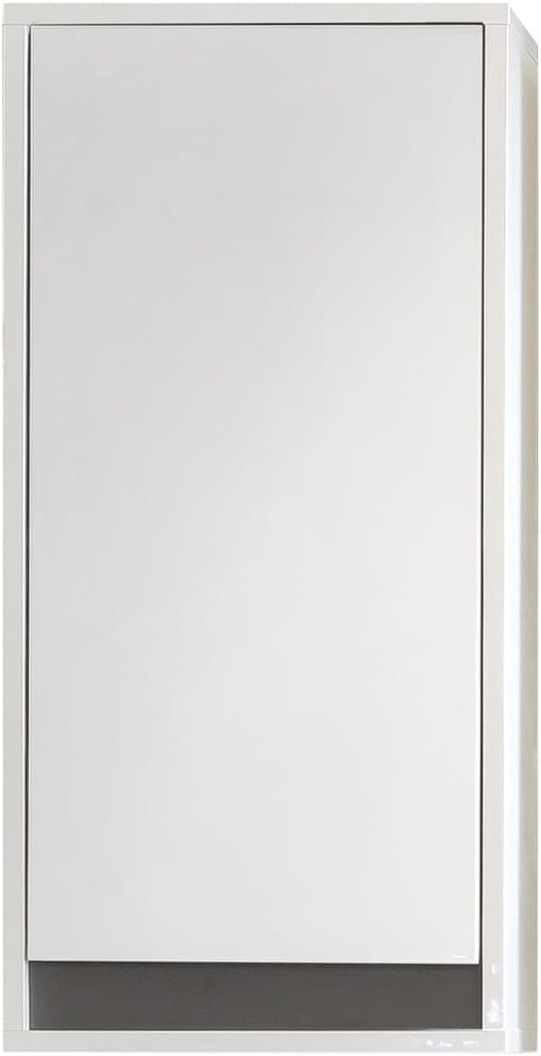 Rootz Bathroom Wall Cabinet - Washroom Storage Unit - Modern Bath Cupboard - White High-Gloss Finish - 35 x 73 x 23 cm