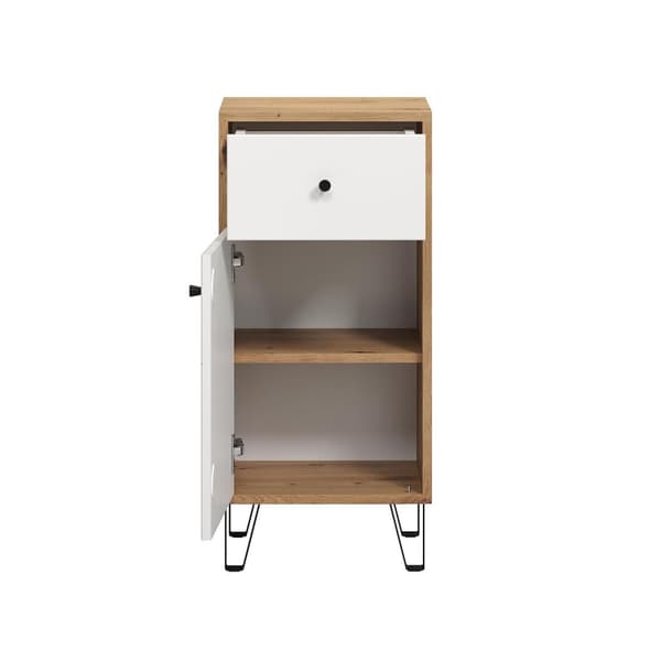 Rootz Bathroom Dresser - Storage Cabinet - Bath Organizer - Scandinavian Design - White Matt with Artisan Oak - 36x79x29 cm