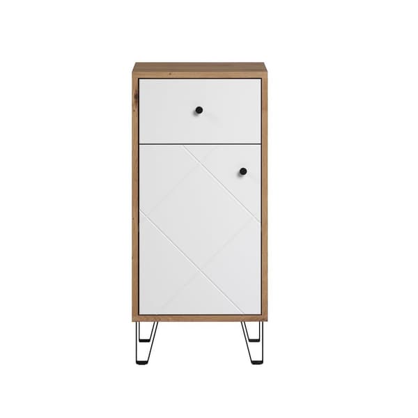 Rootz Bathroom Dresser - Storage Cabinet - Bath Organizer - Scandinavian Design - White Matt with Artisan Oak - 36x79x29 cm