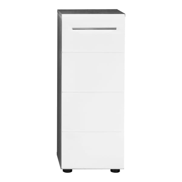 Rootz Chest of Drawers - Storage Unit - Dresser - Cabinet - Drawer Stand - Organizer - Commode - Concrete Stone Melamine & White Gloss - 32x82x28 cm