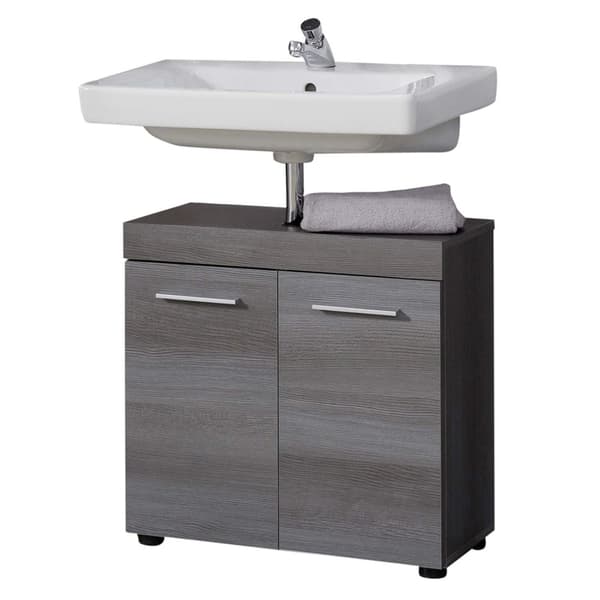 Rootz Bathroom Sink Storage Cabinet - Stylish Vanity Organizer - Chic Bath Cupboard - Smoke Silver Elegance - 58x57x31 cm