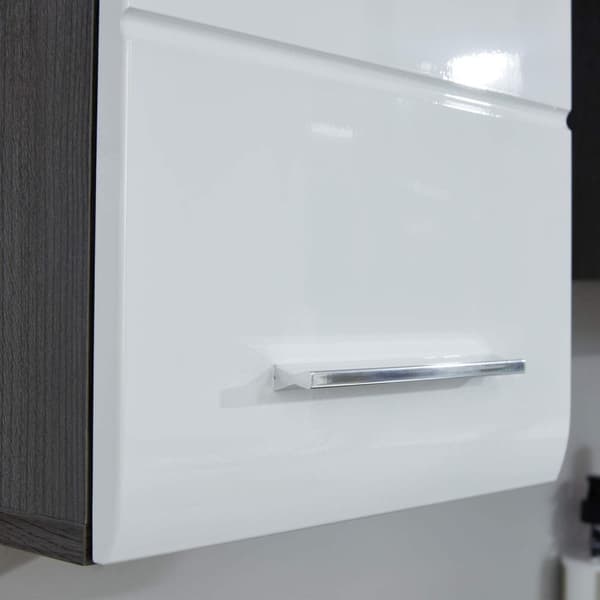 Rootz Tall Cabinet - Bathroom Storage Unit - Tower Shelf - Linen Closet - Utility Cupboard - Vertical Organizer - Standalone Rack - White High Gloss/S