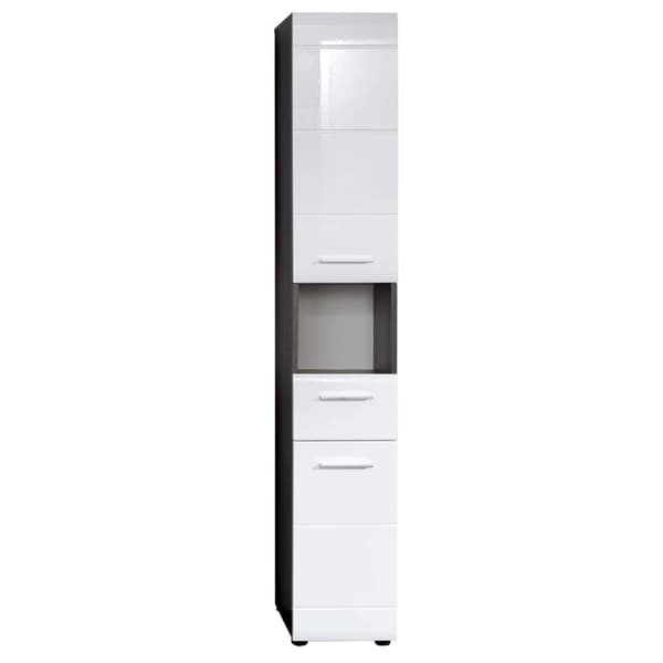 Rootz Tall Cabinet - Bathroom Storage Unit - Tower Shelf - Linen Closet - Utility Cupboard - Vertical Organizer - Standalone Rack - White High Gloss/S