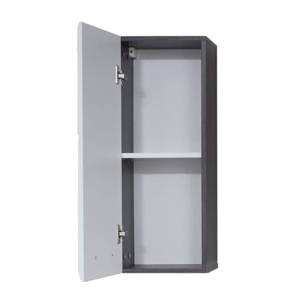 Rootz Wall Cabinet - Storage Unit - Bathroom Organizer - Wall-Mounted Shelf - Space Saver - White High Gloss/Smoky Silver - 30x77x24 cm