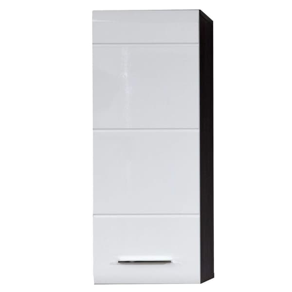 Rootz Wall Cabinet - Storage Unit - Bathroom Organizer - Wall-Mounted Shelf - Space Saver - White High Gloss/Smoky Silver - 30x77x24 cm