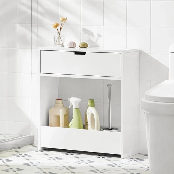 Rootz Badrum Toalettpappersrulle Holde-Badrumshylla Smal hylla Förvaringsskåp- B55 x D20 x H60cm