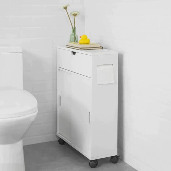 Rootz badeværelsesskab Opbevaringshylde på hjul - Opbevaringsskab til toiletpapir til badeværelset