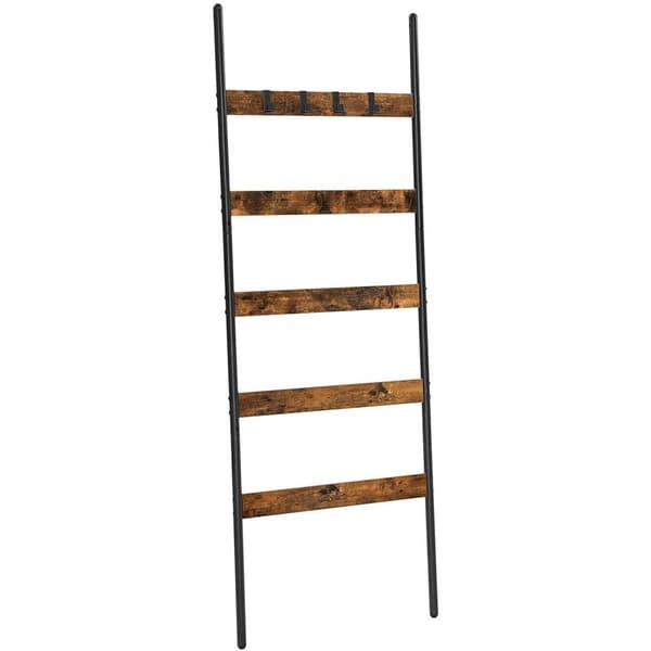 Rootz håndklædestige - Håndklædestativ - Badeværelsesstativ - Stigestativ - Industrielt design - Vintage - Brun/Sort - 70 x 30 x 121,5 cm (LxBxH)