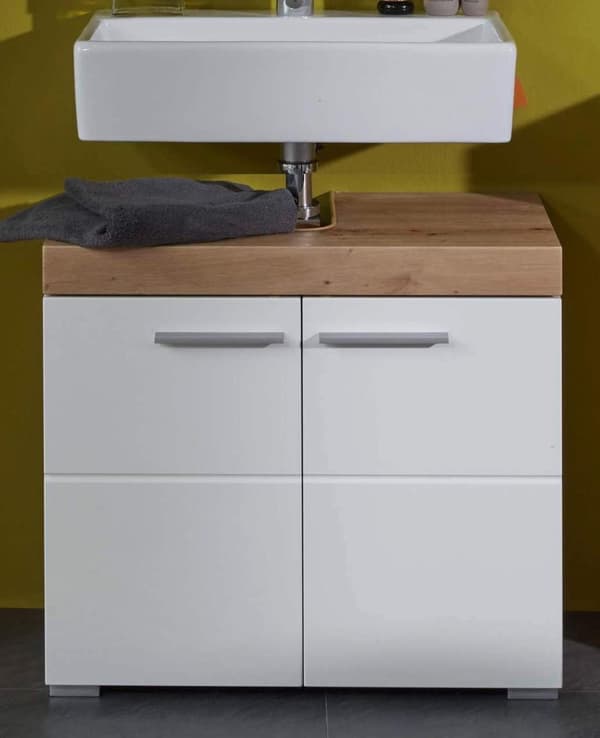 Rootz Bathroom Suite - Washroom Collection - Bath - Vanity - Restroom Set - Facilities Kit - Knotty Oak/White High Gloss - 163 x 190 x 34 cm