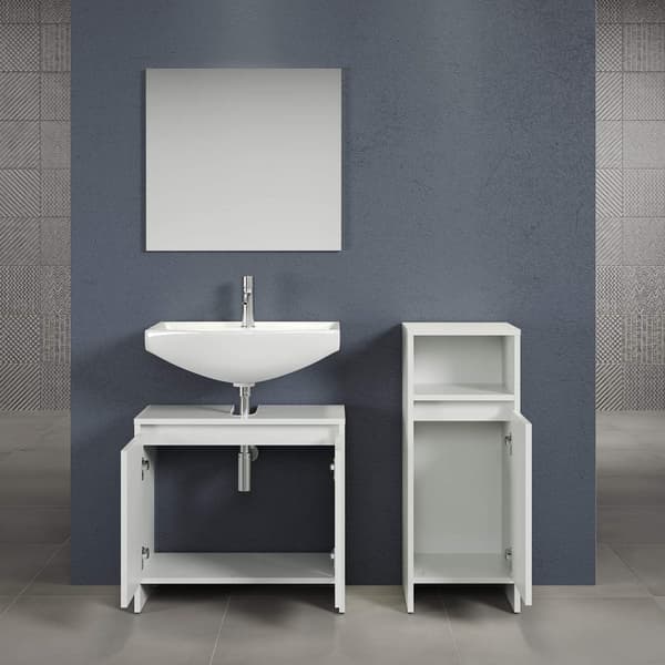 Rootz Basic Bathroom Set - Bath Ensemble - Vanity Collection - Restroom Suite - Washroom Set - Lavatory Combo - Toilet Furniture - White - 107 x 164 x