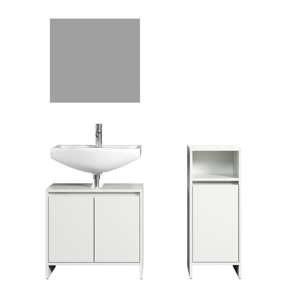 Rootz Basic Bathroom Set - Bath Ensemble - Vanity Collection - Restroom Suite - Washroom Set - Lavatory Combo - Toilet Furniture - White - 107 x 164 x