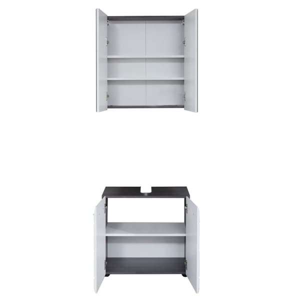 Rootz Bathroom 2-Piece Set - Bath Ensemble - Vanity Combo - Furnishing Set - Decor Suite - Bathroom Kit - Bath Duo - White High Gloss - 60 x 182 x 31