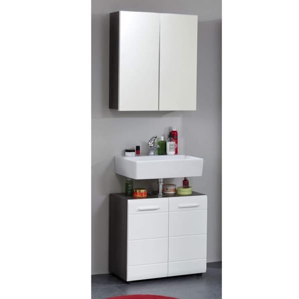 Rootz Bathroom 2-Piece Set - Bath Ensemble - Vanity Combo - Furnishing Set - Decor Suite - Bathroom Kit - Bath Duo - White High Gloss - 60 x 182 x 31