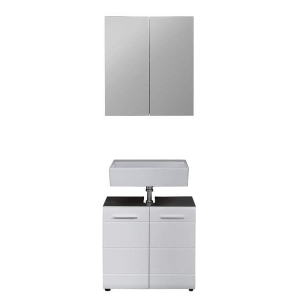 Rootz Bathroom 2-Piece Set - Bath Ensemble - Vanity Combo - Furnishing Set - Decor Suite - Bathroom Kit - Bath Duo - White High Gloss - 60 x 182 x 31