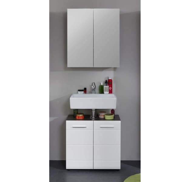 Rootz Bathroom 2-Piece Set - Bath Ensemble - Vanity Combo - Furnishing Set - Decor Suite - Bathroom Kit - Bath Duo - White High Gloss - 60 x 182 x 31