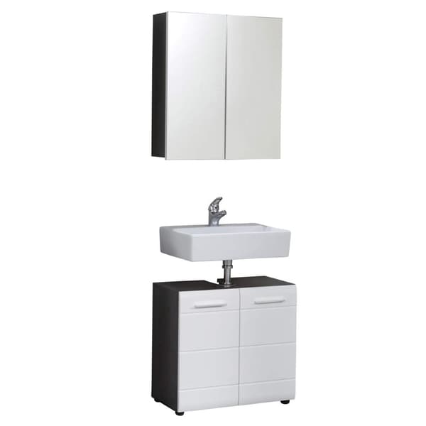 Rootz Bathroom 2-Piece Set - Bath Ensemble - Vanity Combo - Furnishing Set - Decor Suite - Bathroom Kit - Bath Duo - White High Gloss - 60 x 182 x 31