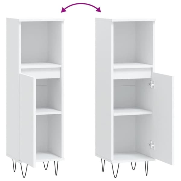 vidaXL Badrumsskåp vit 30x30x100 cm konstruerat trä