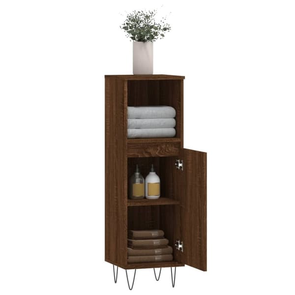 vidaXL Baderomsskap brun eik 30x30x100 cm konstruert tre