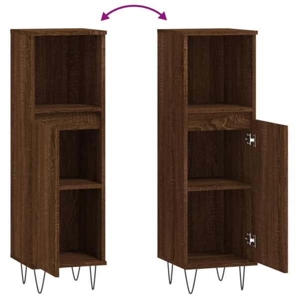vidaXL Baderomsskap brun eik 30x30x100 cm konstruert tre