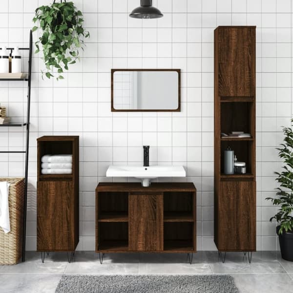 vidaXL Baderomsskap brun eik 30x30x100 cm konstruert tre