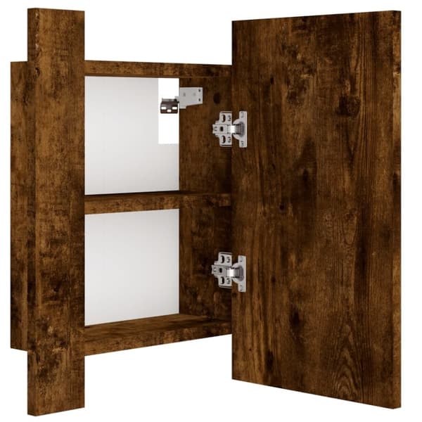 vidaXL spejlskab med LED-lys 40x12x45 cm konstrueret træ røget eg