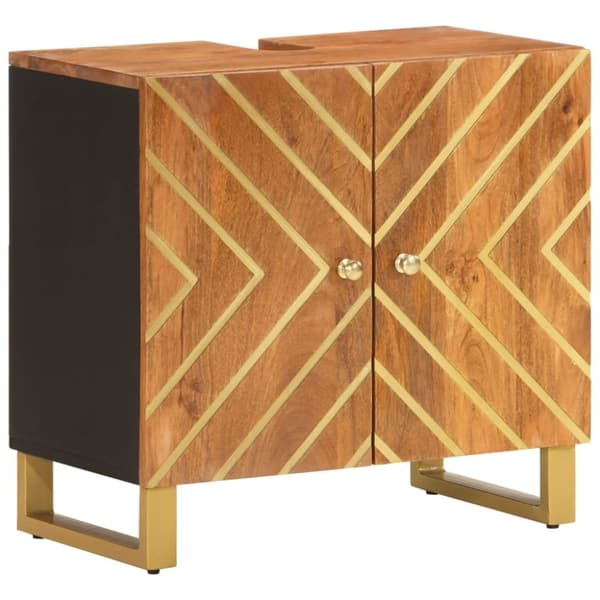 vidaXL Nattbord brun og svart heltre mango