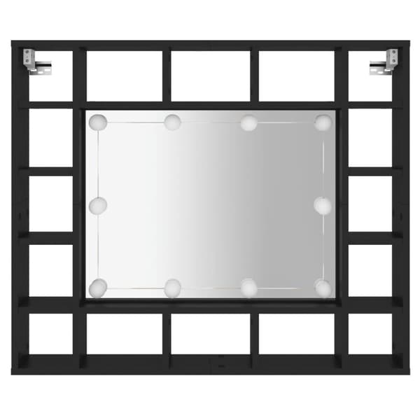 vidaXL Spegelskåp med LED svart 91x15x76,5 cm