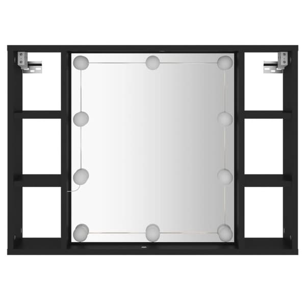 vidaXL Spegelskåp med LED svart 76x15x55 cm