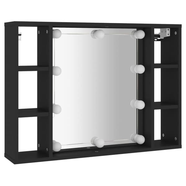 vidaXL spejlskab med LED-lys 76x15x55 cm sort