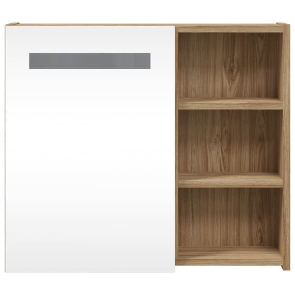 vidaXL Baderomsspeilskap med LED-lys eik 60x13x52 cm