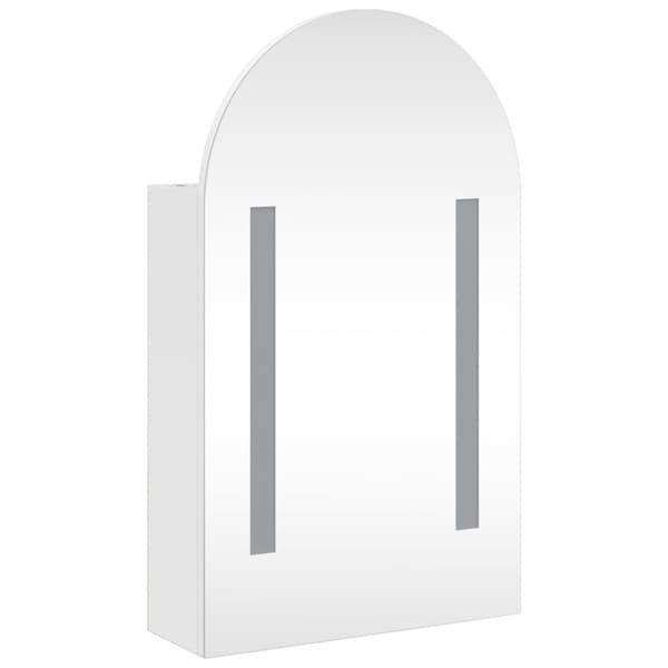 vidaXL Spegelskåp och LED-lampa bågformad vit 42x13x70 cm